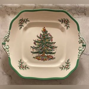 Vintage & New Spode Christmas Handled Cake Plate